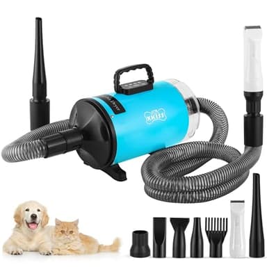 XKISS 2800W 6 in 1 Hundeschermaschine mit Staubsauger,Hundestaubsauger mit Bürste,Hundefön Hundetrockner,Blower Hund,Professioneller Hundehaarschneidemaschine mit 7 Pflegewerkzeugen