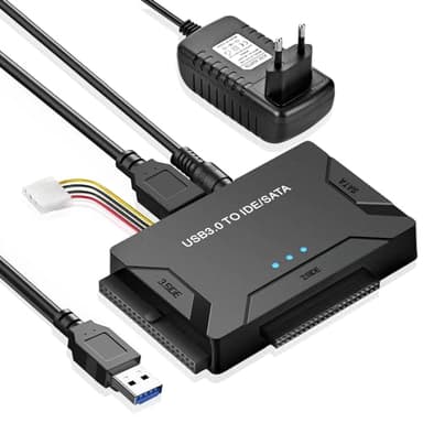 Amtake USB 3.0 zu IDE/SATA Festplatte Adapter Für 2,5 und 3,5-Zoll HDD/SSD, USB SATA Adapter Konverter Kompatibel mit Windows 10/8/7/XP/Vista, Mac OS, Linux Usw(Mit 12V 2A Netzteil)