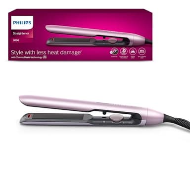 Philips Haarglätter 5000 Series, ThermoShield Technologie, Ionisierungsfunktion, Keramikplatten mit Arganöl, Hellrosa, Modell BHS530/00