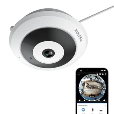 Reolink 6MP WLAN Überwachungskamera Innen, 360° Blick Panorama Fisheye Kamera mit 2,4/5 GHz WLAN, Personenerkennung, 2 Wege Audio, Decken-/Wand-/Tisch-Installation, Mehrere Display-Ansichten, FE-W
