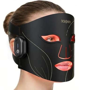 XSSNVV LED Maske Gesicht, Kabellos Lichttherapie Gesichtsmaske, 4 Modi für Anti-Aging, Hautklärung, Entzündungshemmend, Beruhigend, rote/blau LED, Aufladbar Rotlichtlampe Gesicht, Schönheitsgeschenke