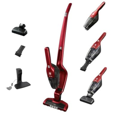 AEG Ergorapido 2in1 Akku Staubsauger, Beutellos, inkl. Tierhaardüse, ETM Testsieger, bis zu 45Min Laufzeit, Freistehend, 180° Drehgelenk, Bürstenreinigungsfunktion, LED-Frontlichter, Rot, CX7-2-45AN