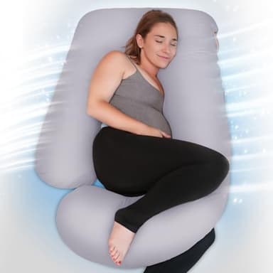 PinkFroggie Kühlung Seitenschläferkissen mit Seidige Bezug,J Form Schwangerschaftskissen für Heißer Schläfer,Kissen Stillkissen Lagerungskissen für Frauen&Seitenschläfer,Körperkissen Ganzkörperkissen