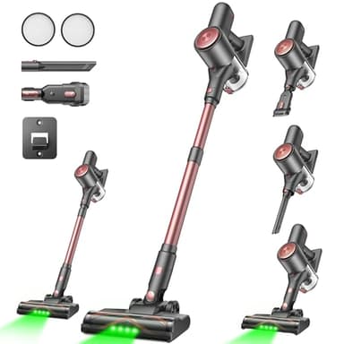 Vexilar V10PRO Akku Staubsauger Kabellos 45Mins/45KPA/450W, Akkustaubsauger mit Geen LED, 6-in-1 Ultraleicht Kabelloser Staubsauger, Super Leise für Teppich,Hartboden und Tierhaare