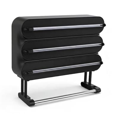 Küchenrollenhalter Wand,Frischhaltefolienspender und alufolie schublade,Alufolienspender und frischhalte,Wandrollenhalter küche 4 Rollen Ohne Bohren (reines Schwarz)