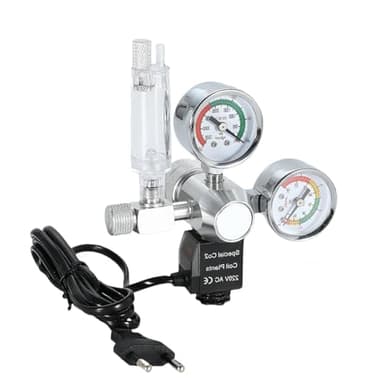GAOUTO Aquarium CO2 Druckminderer, W21.8 Interface, Dual-Gauge-Display mit Blasenzähler und Rückschlagventilanlage, Druckminderer für bepflanztes Aquarium, Außen CO2-Regler für Aquarien(Silber)