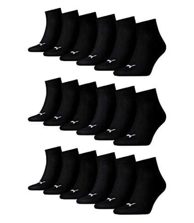 PUMA Unisex Quarters Socken Sportsocken 18 Paar -Black, 43-46