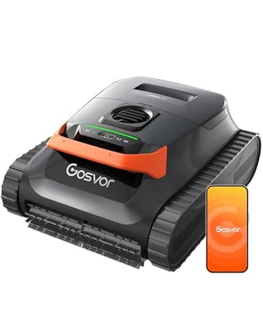 (2026 Neu) Gosvor Poolroboter Wand und Boden, Wasserlinie, Flachzone 4-in-1, Bis zu 200 Min. Laufzeit, Leichtgewicht 6,9 KG, 3μm Ultrafeiner Filter, Poolsuager Akku für Pools bis zu 200 m², Orange