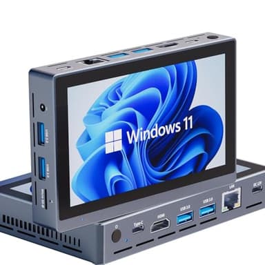HEIGAOLAPC Mini Computer PC Mini Deko PC Win 11 Pro, N5095 (2.9 GHz) 16GB Ram DDR4 256GB eMMC, Mini-pc Desktop Computer mit 5,5 Zoll Touchscreen, Dual 4K@60Hz Ausgabe, WiFi5,0, RJ45 LAN, HDMI, Type-C