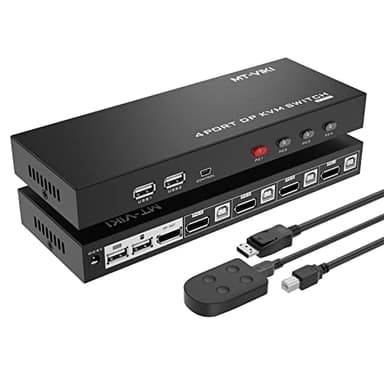 MT-VIKI 4K60Hz KVM Switch DisplayPort 4 Port DP KVM Switch an einem Monitor mit 4*DP Kabeln 4*USB Kabeln 4:4:4 UHD Unterstützt Hotkey Desktopsteuerung Auto Switch 4 USB Port