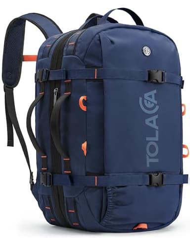 Tolaccea Reiserucksack, Handgepäck Rucksack Flugzeug, TSA-Freundlicher Laptop Rucksack 15,6 Zoll, Erweiterbar 40L auf 50L, Weekender Herren für Reise Wandern Camping