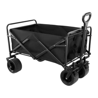 Hypermotion Strandwagen Klappbar 120kg, Klappbarer Bollerwagen Faltbar - 100l, Blitzschnelles Zusammenklappen, Faltbarer Handwagen für den Strand, Faltbollerwagen, 360° Drehbare Vorderräder