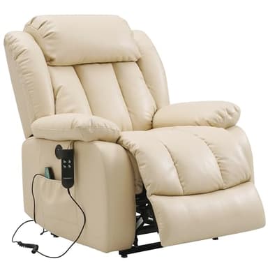 DUANDUAN 2 Motoren Elektrischer stufenlos verstellbar Relaxsessel mit 180° Liegefunktion, Sessel mit Schlaffunktion, Massagesessel mit Aufstehhilfe,Vibration und Heizung (Beige)