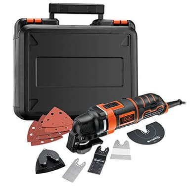 BLACK+DECKER Multifunktionswerkzeug (300W, mit Super-Lok Schnellspann-System, zum Sägen, Schleifen und Spachteln, ergonomisches Griffdesign, Staubabsaugung, 11-teiliges Zubehörset) MT300KA -QS
