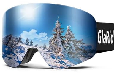 GlaRid Skibrille, Snowboard Brille für Brillenträger,OTG UV-Schutz, Anti Fog Schneebrille Herren Ski Goggles für Skifahren, Schwarz