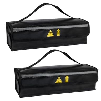 2 Stück Feuerfeste Box für Fahrradakku, Feuerfest bis 1400 °C, Akku Tasche Wasserdicht Explosionssicher, Ebike akku Schutzhülle Großraum für Lagerung Transport, 49 x 15 x 15cm