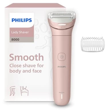 Philips Lady Shaver Series 8000 - kabelloser elektrischer Rasierer, nass und trocken, 3-Klingen-System, flexibler Scherkopf, LED-Licht, für Beine und Körper, 100 Min. Laufzeit, Modell BRL129/00