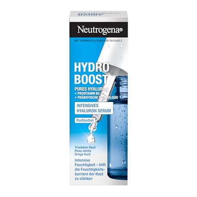 Neutrogena Hydro Boost Intensives Hyaluron Serum, parfümfreie Gesichtspflege mit 2 Formen purer Hyaluronsäure, Gesichtsserum für intensive Feuchtigkeit, für alle Hauttypen geeignet 15 ml
