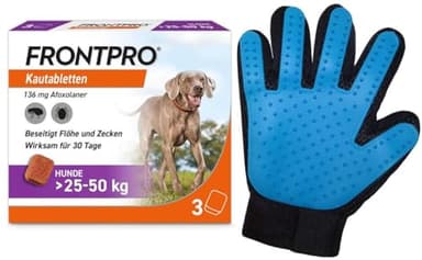 Frontpro 136 mg für Hunde 25-50 kg 3 Kautabletten + gratis Fellhandschuh