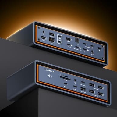 iVANKY 23-in-1 FusionDock Max 2 für Thunderbolt 5, Triple 6K@60Hz Monitor MacBook Docking Station mit 2*HDMI, 4 * 10Gbps USB, 2,5GbE, 140W PD, SD/TF 4.0, 120Gbps Dock für Mac M1/M2/M3/M4 Pro/Max