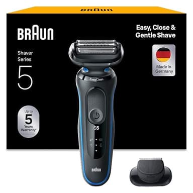 Braun Series 5 Rasierer Herren Elektrisch, Elektrorasierer mit 50 Min. Akku und EasyClean, Rasierapparat, Trockenrasierer, Wet & Dry, Wasserdicht, Made in Germany, 51-B1000s, Blau