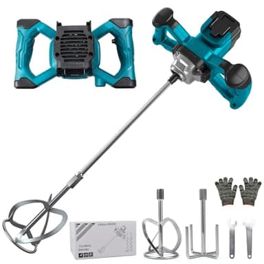 WingFly Akku Farbmörtelrührer Kompatibel mit Makita 18V Batterie, 3200W Rührwerk Mörtelrührer Zementrührer mit 6-Gang, Brushless Farb-Mörtelrührer für Zement, Beton und Farbe (ohne Akku)