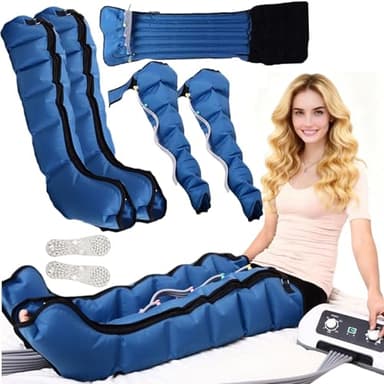 2025 Neu Lymphdrainage Gerät Beine Bei Lipödem - Kompressions-Beinmassagegerät mit 6 Luftkammern, Reduzierung Schwellungen und Müdigkeit - XL Größe (Blau, 2 legs+2 arms+1 waist)