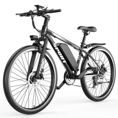 ASKGO Elektrofahrrad with 48V 10AH Herausnehmbarem Akku, 26" Mountain E-Bike, 80km Reichweite, Vorderradfederung, 7 Gänge E Bike für Erwachsene Herren Damen