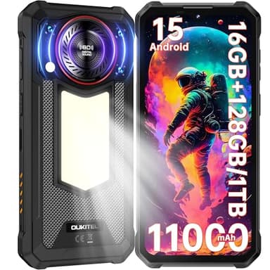 OUKITEL WP53S Outdoor Smartphone Android 15-11000mAh Outdoor Handy Ohne Vertrag 16(4 + 12) GB +128GB/1TB, 6.52” Display 128dB Lautsprecher Baustellenhandy mit Campinglampe NFC/Fingerabdruck/Face ID