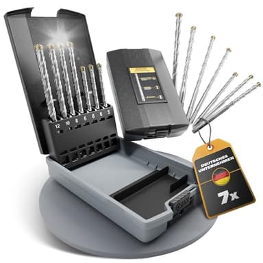 DRILOX SDS Plus Bohrer Set 7-teilig Ø 5–12 mm (110/160 mm) Betonbohrer & Steinbohrer für Mauerwerk, Ziegel & Beton, 4-Schneider Design mit Karbidspitzen