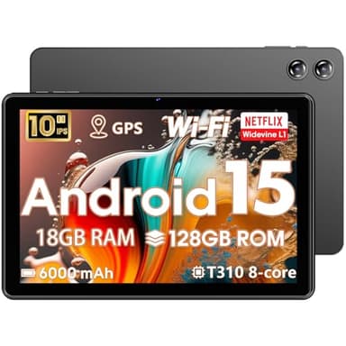 Hasskya Android Tablet 10 Zoll, 18GB RAM+128G ROM / 1TB TF Erweiterbar, 2025 Neueste Tablets,Widevine L1 Kompatibles Octa-Core Tablet mit WiFi 5,6000 mAh Akku,Face ID, Doppelkamera (5MP+8MP)