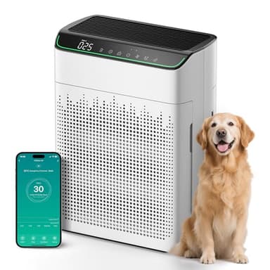 Operan Luftreiniger Allergiker, Advanced Air Purifier for Apartments & Smokers' Rooms, Wi-Fi & App Control, CADR 340m³/h (158㎡), Smart Auto-Mode, HEPA Filter gegen Staub, Pollen, Tierhaare, Weiß
