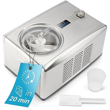 ProfiCook® Eismaschine & Jogurtbereiter in Einem | Eis in 20 min. | für bis zu 1500ml | Eismaschine mit Kompressor | für Eis & Frozen Joghurt | Inkl. Rezepte, Eisspachtel & Messbecher | PC ICM 1091 N