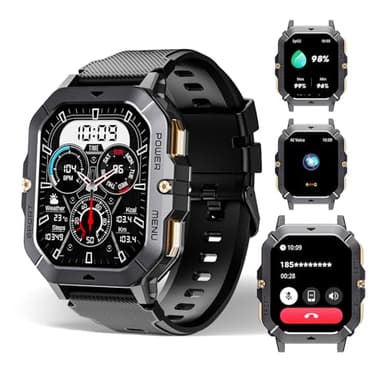 OUKITEL Smartwatch BT101, 5ATM Wasserdicht Fitness Watch mit Telefonfunktion, 2,02 Zoll HD Touchscreen, 100+Sportmodi mit Pulsmesser Schlafmonitor Schrittzähler, für iOS/Android