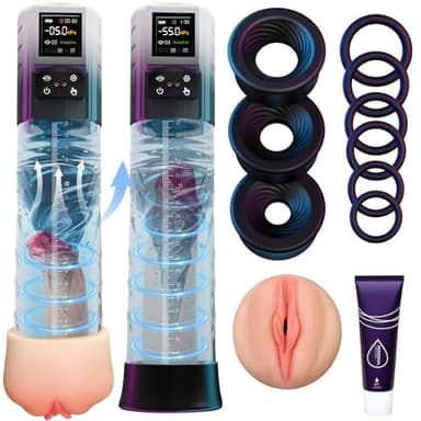 HIVEFUN Penispumpe Sex Spielzeug für die Männer, Penis Pumpe Sexspielzeug Masturbieren für Männer Vakuumpumpe mit Adaptive Modus 6 Saugstufen, Elektrische Penisvergrößerung Taschenmuschi Masturbator