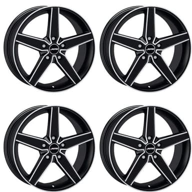 4x AUTEC Felgen Alufelgen DELANO 7.5x17 ET45 5x112 Schwarz matt poliert kompatibel mit Mercedes-Benz C GLK A B CLA E