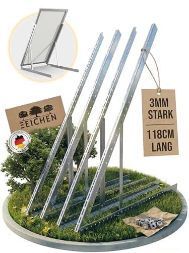 Drei Eichen - 4x Balkonkraftwerk Halterung.118cm stabiles 3mm Aluminiumprofil mit hochwertigen Edelstahl Schrauben. Solarmodul Halterung. Befestigung Solarmodul. PV-Module Halterung Solarmodul 0% MwSt