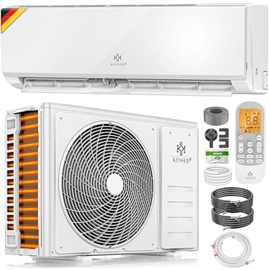 KESSER® Klimaanlage Set Split, WiFi/App Funktion Klimagerät, Kühlen A++/Heizen A+, 12000 BTU/h (3.400W) sehr leise, Kältemittel R32, Fernbedienung, Timerfunktion, Montagematerial