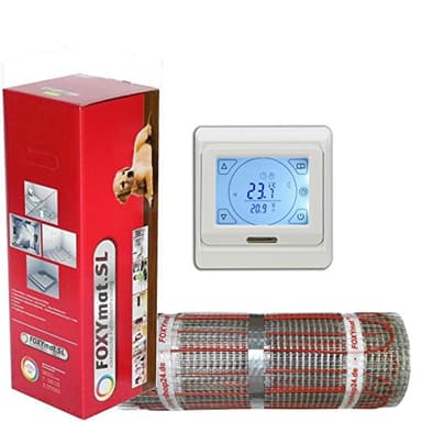 elektrische Fußbodenheizung FOXYMAT.SL RAPID (200 Watt pro m²) mit Thermostat QM-BLUE-TS, 2.0 m² (0.5m x 4m)