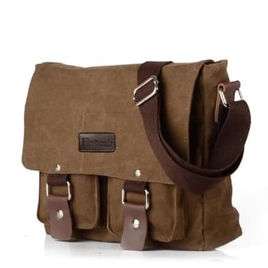 flintronic Umhängetasche, Vintage Canvas Schultertasche Herren, Aktentasche Laptoptasche mit Verstellbarem Schultergurt für Schule und Arbeits, für Männer und Frauen