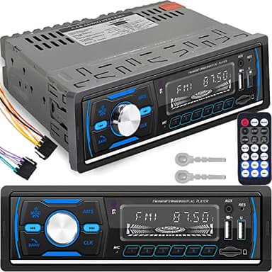 Retoo Autoradio mit Bluetooth 1-DIN, Freisprecheinrichtung und Fernbedienung MP3 Player mit 2 USB für Musikspielen und Aufladen, RGB Farben, FM Radio Tuner und Antenne mit MP3, AUX, RDS, SD, MicroSD