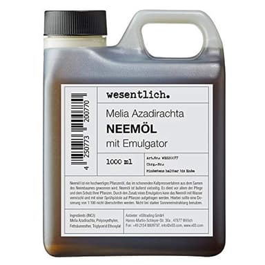 wesentlich. Neemöl mit Emulgator 1000ml - fertig gemischt für Haus und Garten - hochergiebig für 100l Spray