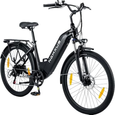 nakxus 26T1-PRO Elektrofahrrad 26 Zoll E-Bike, 36V 18.2Ah Akku herausnehmbar, 250W Motor, LCD-Display, 7-Gang, Reichweite 90-130 km, 25 km/h, IPX5 wasserdicht für Erwachsene