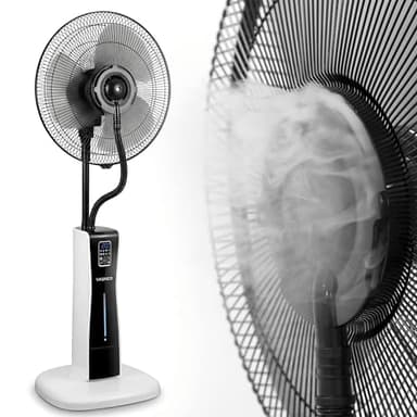 VASNER Cooly Standventilator mit Sprühnebel – Ventilator Leise mit Kühlung – Großer Stand Ventilator mit Fernbedienung – Luftkühler Wasserkühlung 3 Stufen Timer Oszillation - Mit Schwenkfunktion