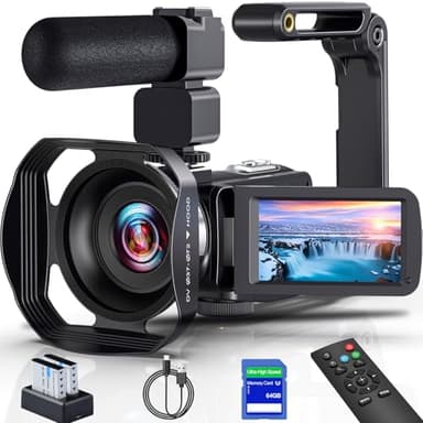 PITIKI Videokamera Camcorder8K 64MP WiFi Vlogging Camera mit IR Nachtsicht für YouTube, 3-Zoll-Touchscreen 18X Digitalzoom Webcam Kamera mit 2 Betterien