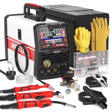 ANDELI 6-in-1 Multifunktionsschweißgerät 230V Kombigerät – Puls MIG/HF WIG/Plasmaschneider 160A, IGBT-Schweißgerät für Aluminium/Stahl/Edelstahl, Fülldraht & E-Hand-Schweiß