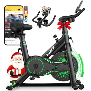 SLUNSE 2026 Neu Heimtrainer Fahrrad mit App, Einstellbarer Magnetischer Widerstand Hometrainer Fahrrad, Leise & Bequem Ergometer Heimtrainer mit Hantelablage, LCD-Display, Tablet-Halterung, Bis 180KG