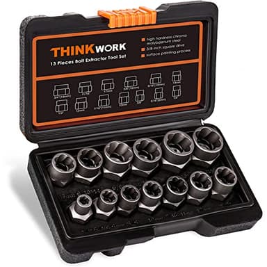 THINKWORK Schraubenausdreher Satz, 14-teiliges Schrauben und Muttern Entferner Set, Abisolierter Radmuttern Entferner zum Entfernen von beschädigten, gefrorenen, verrosteten Muttern und Schrauben