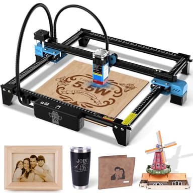 Twotrees TTS 55 Pro Laser Graviermaschine, 5.5W Laser Cutter, 30000mm/min, Offline-Steuerung über App, 24 W Leistung Graviermaschine Mit Schutzbrille für Holz, Leder, Acryl, 300x300mm Arbeitsbereich