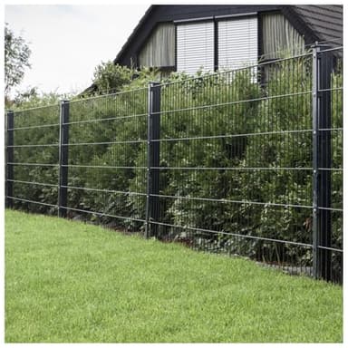 HORI Doppelstabmattenzaun I Zaun Komplettset I verschiedene Längen und Höhen – mit Klemmhalter Anthrazit,Grau RAL 7016 Höhe 103 cm Länge 2.5 m